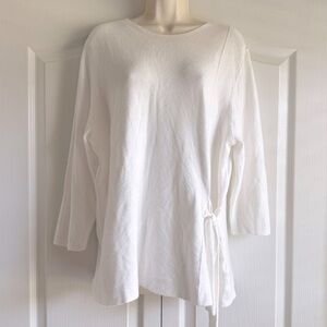 Picadilly Side Tie Rib Knit 3/4 Sleeve Sweater Top